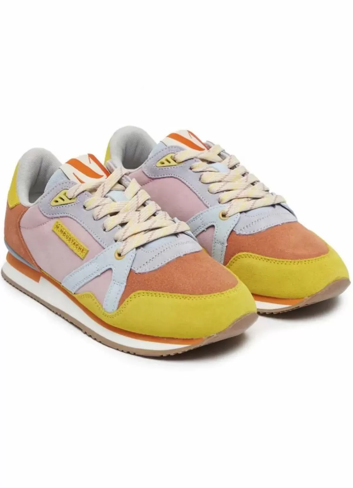 Danefæ Sneakers>M.Moustache Andre Running Sneakers Suede Jaune Orange Ciel