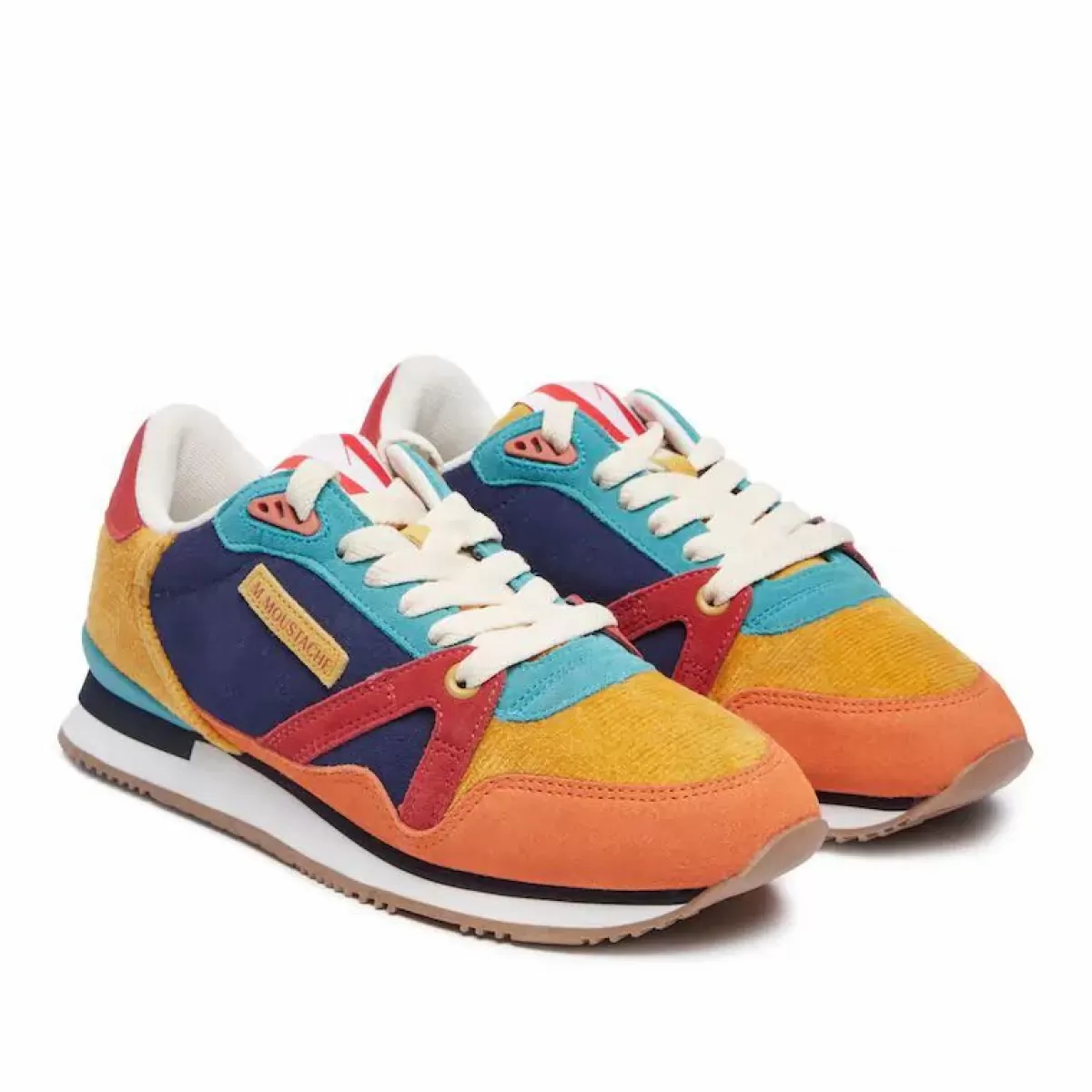 Danefæ Sneakers>M.Moustache Andre Running Sneakers Suede Orange Et Velours Cotele