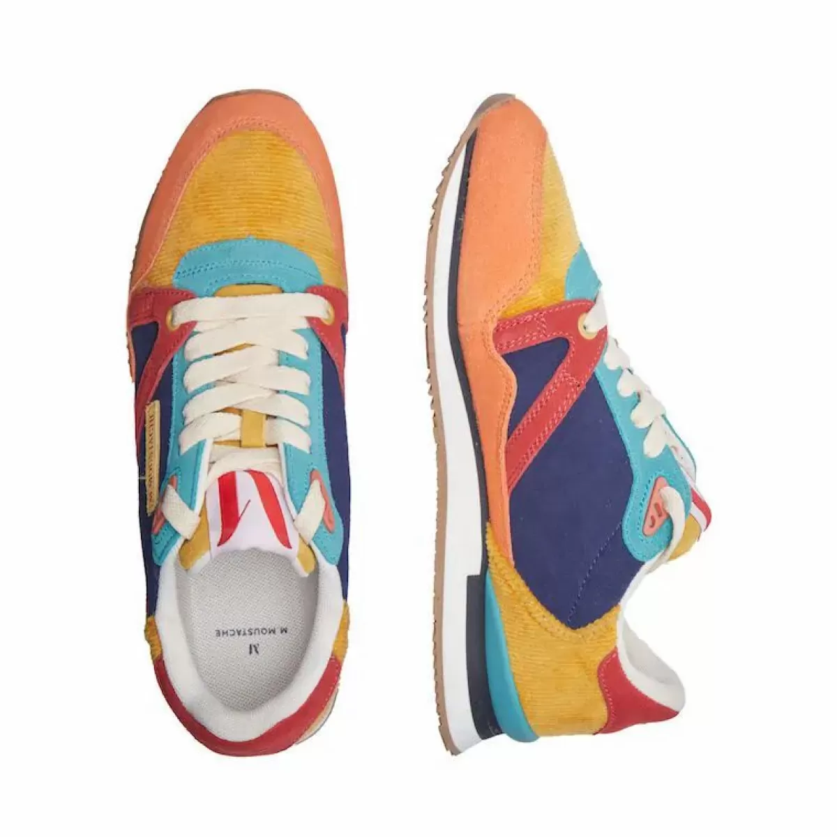 Danefæ Sneakers>M.Moustache Andre Running Sneakers Suede Orange Et Velours Cotele