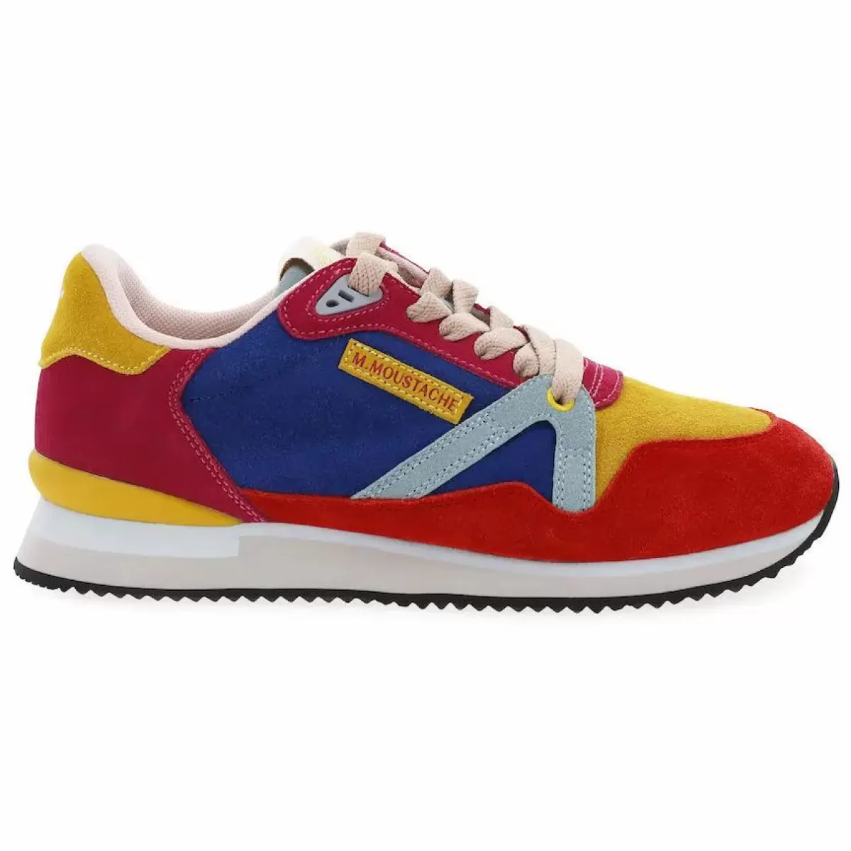 Danefæ Sneakers>M.Moustache Andre Running Sneakers Suede Rose Jaune Bleu