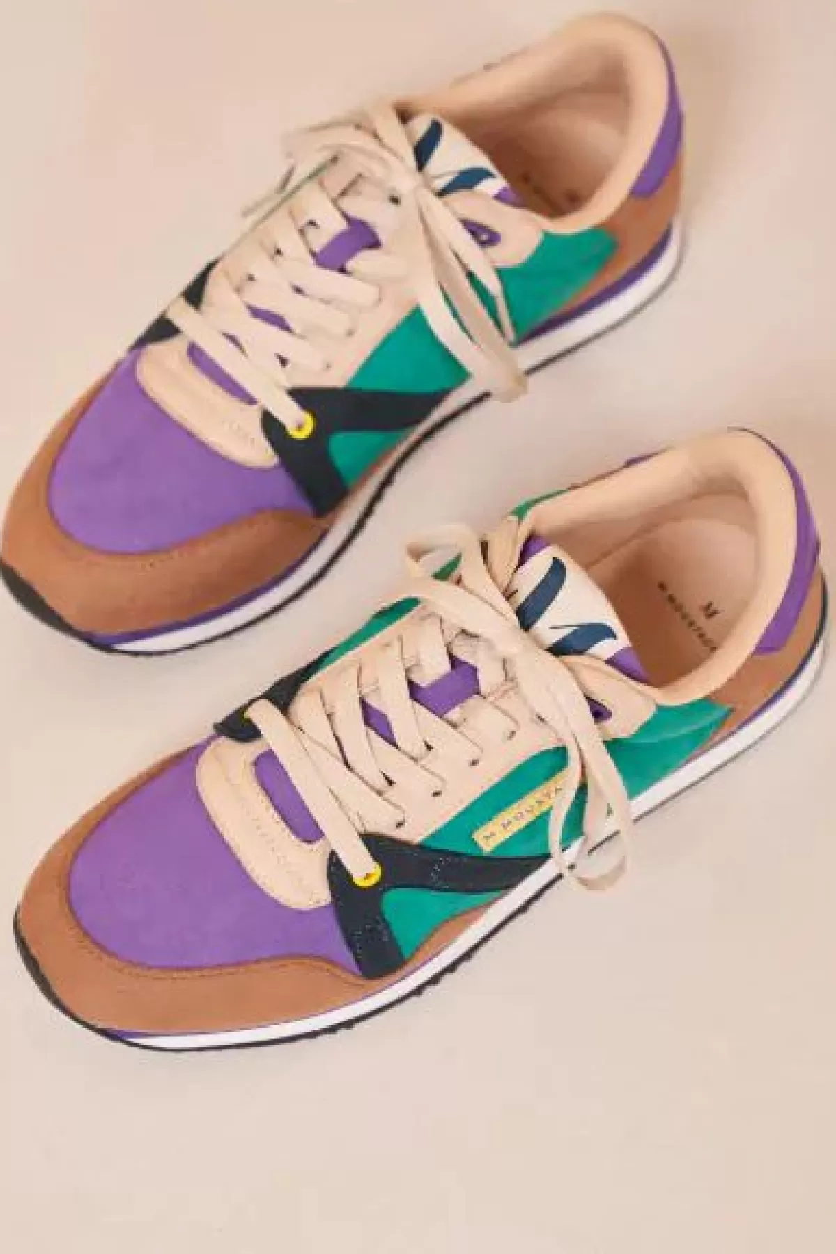 Danefæ Sneakers>M.Moustache Andre Running Sneakers Suede Taupe Violet Petrole