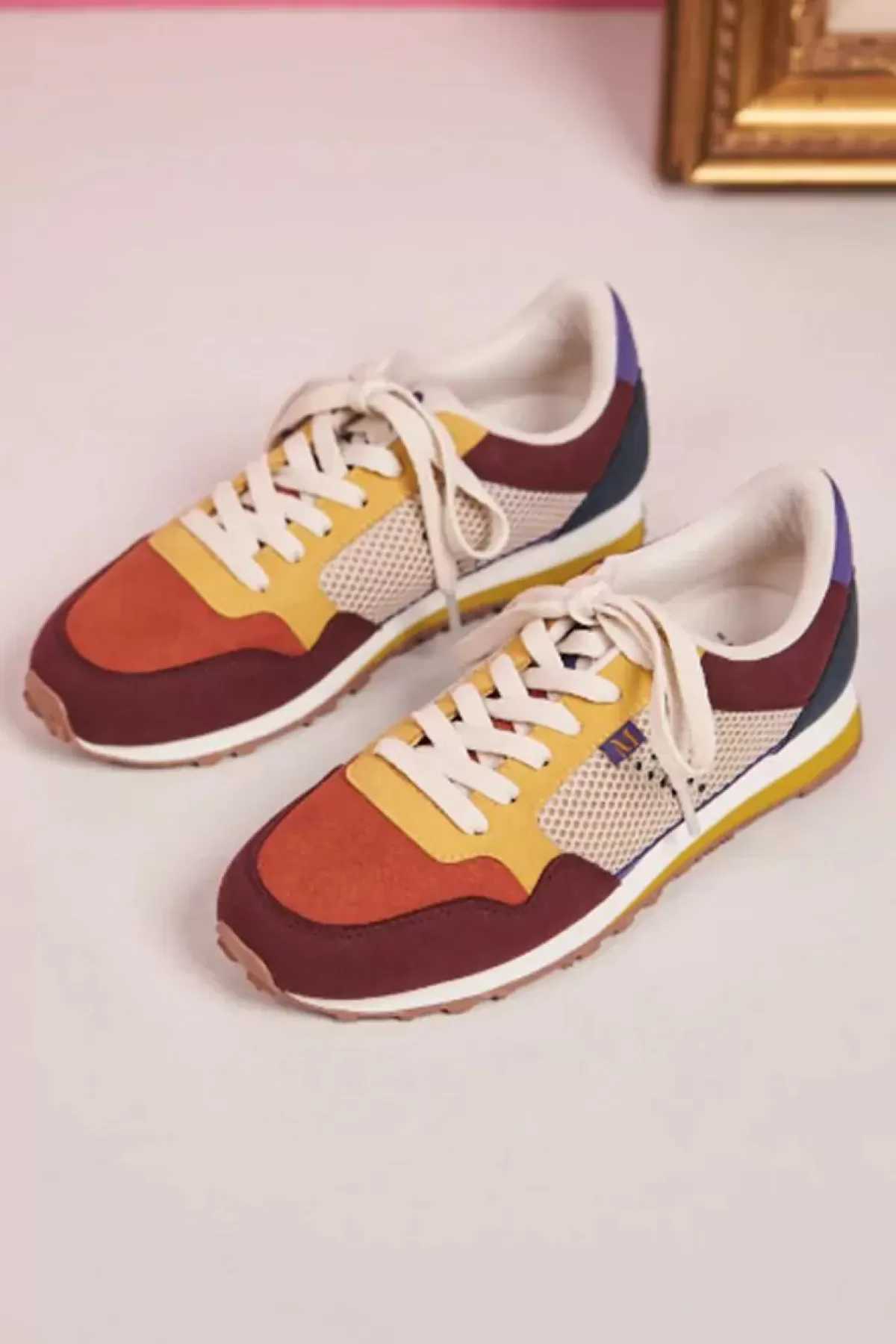 Danefæ Sneakers>M.Moustache Gabrielle Ultrasuede Et Mesh Bordeaux Brique Anis