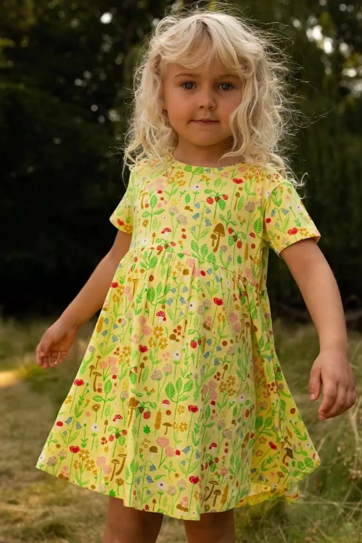 New Organic - Danelollipop Dress Pale Yellow Botanical Kinder Kleider