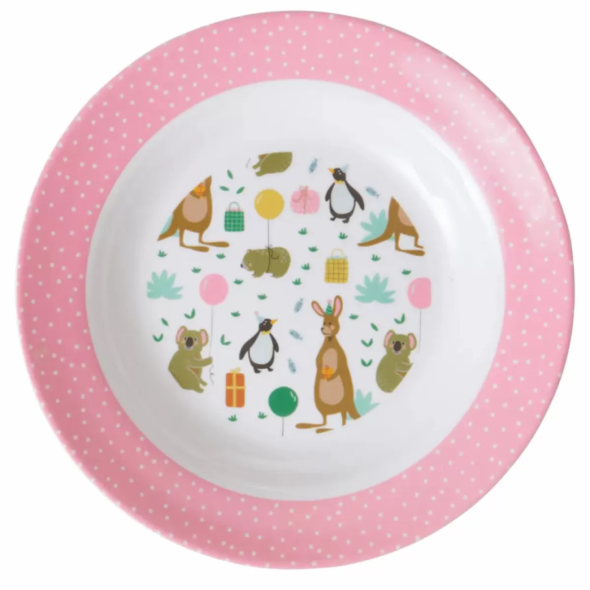 Fashion Rice Melamine Borneskal Pink Party Animal Baby Essenszeit