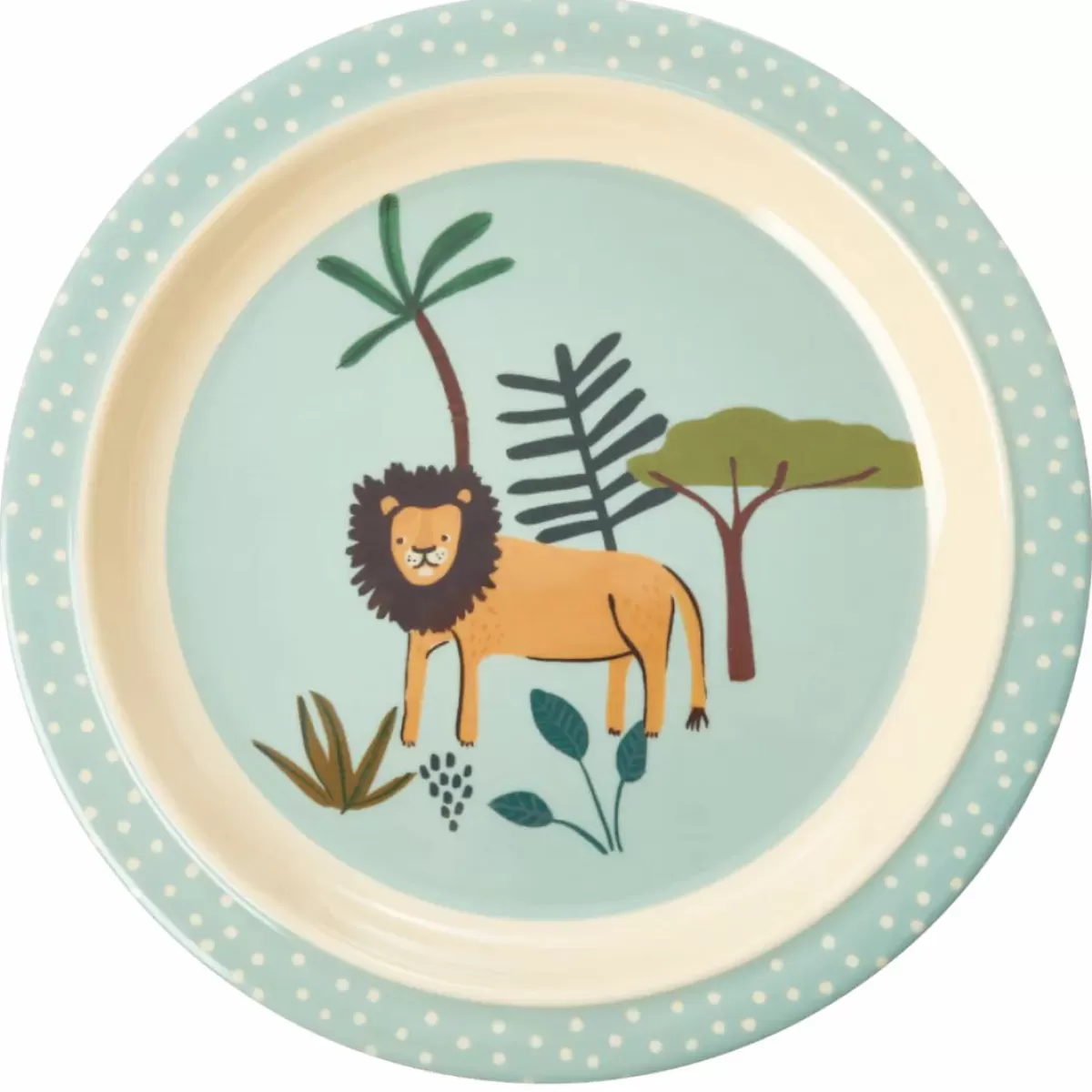 Cheap Rice Melamine Bornetallerken Blue Jungle Animals Baby Essenszeit