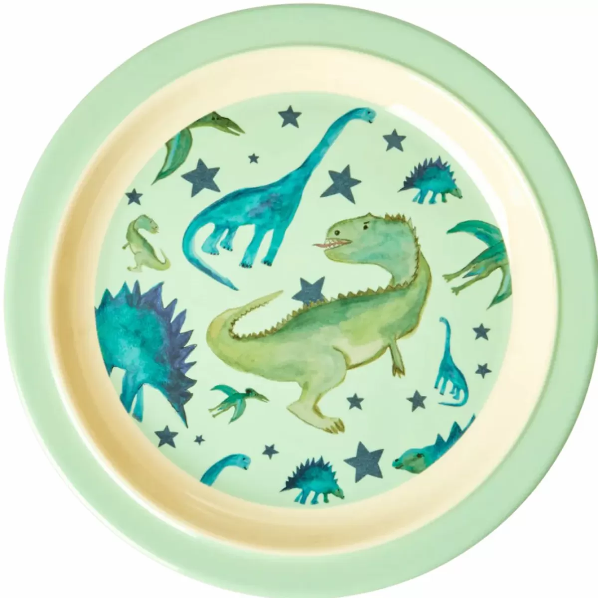 Hot Rice Melamine Bornetallerken Green Dinosaurs Baby Essenszeit