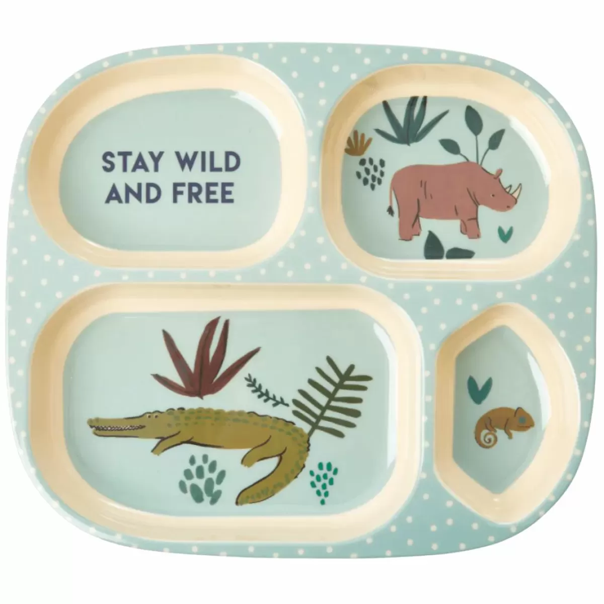 Hot Rice Melamine Bornetallerken M.4 Rum Blue Jungle Animals Baby Essenszeit