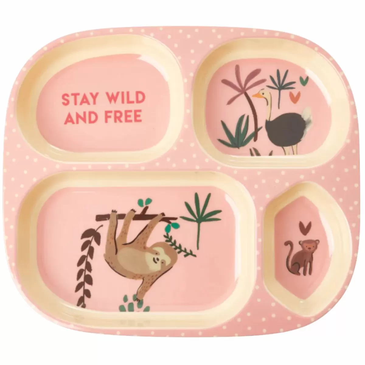 Store Rice Melamine Bornetallerken M.4 Rum Pink Jungle Animals Baby Essenszeit