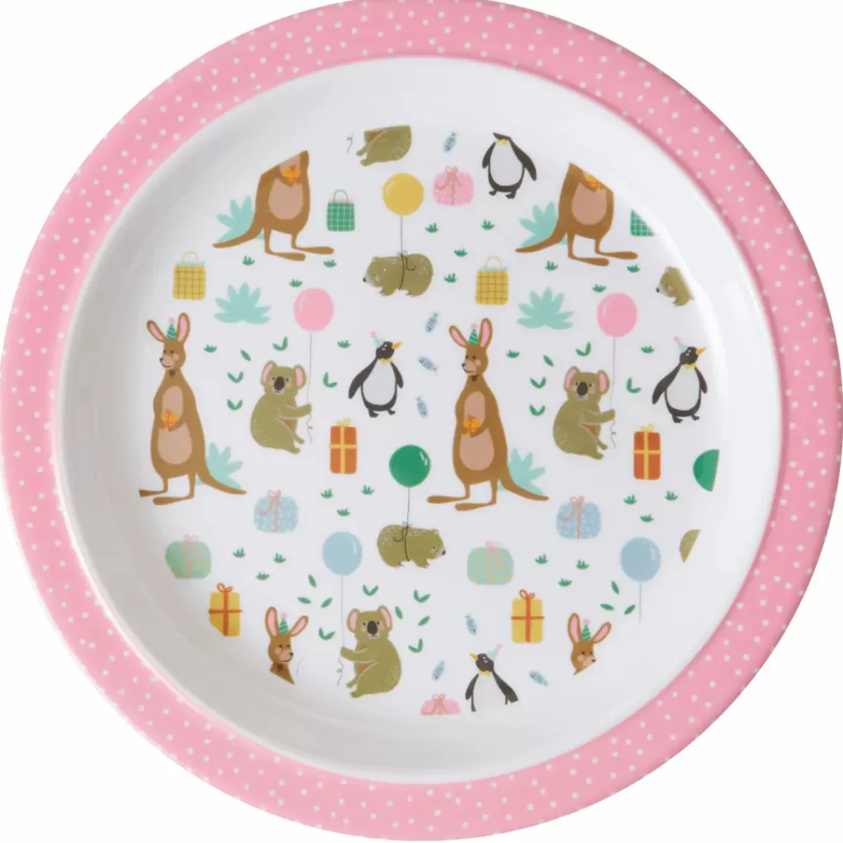 Shop Rice Melamine Bornetallerken Pink Party Animals Baby Essenszeit