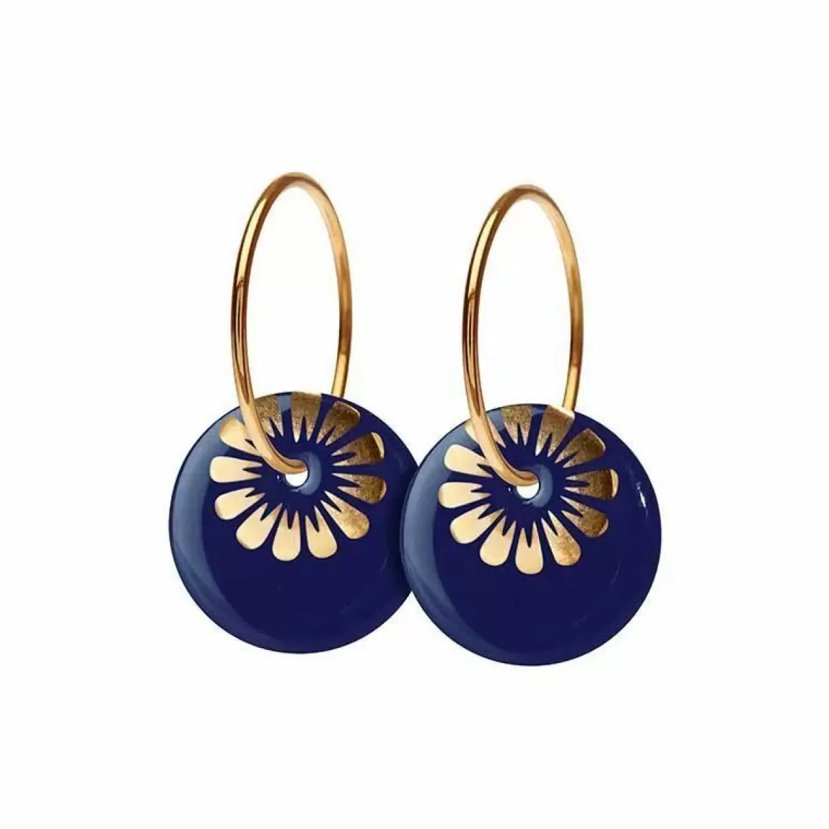 Danefæ Schmuck>Scherning Bloom Oreringe Stor Midnight Blue/Guldbelagt