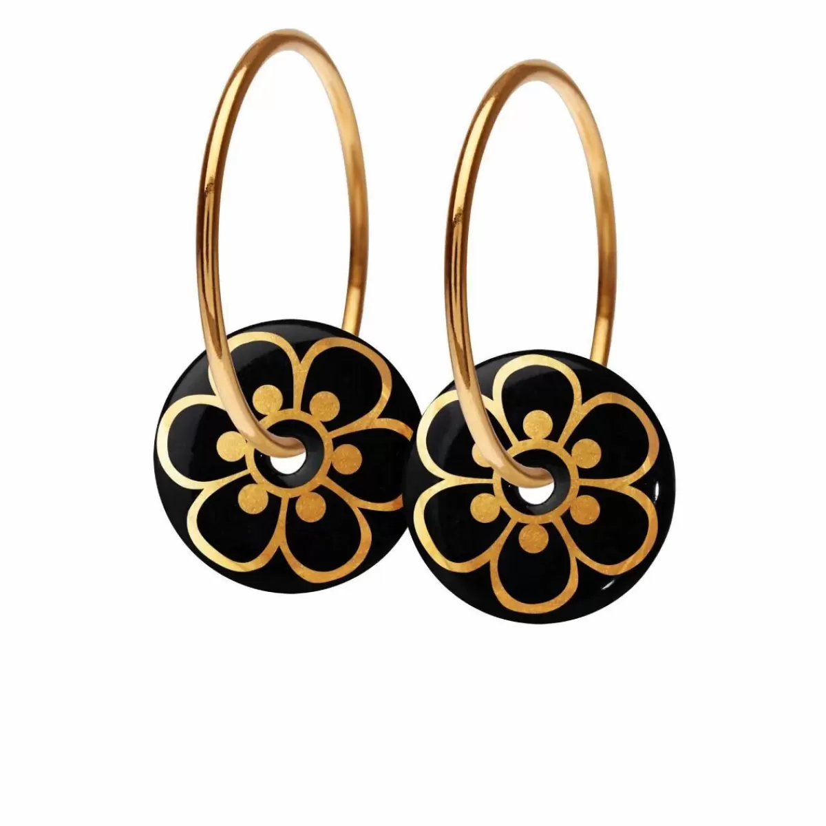 Danefæ Schmuck>Scherning Flora Oreringe Black/Guldbelagt