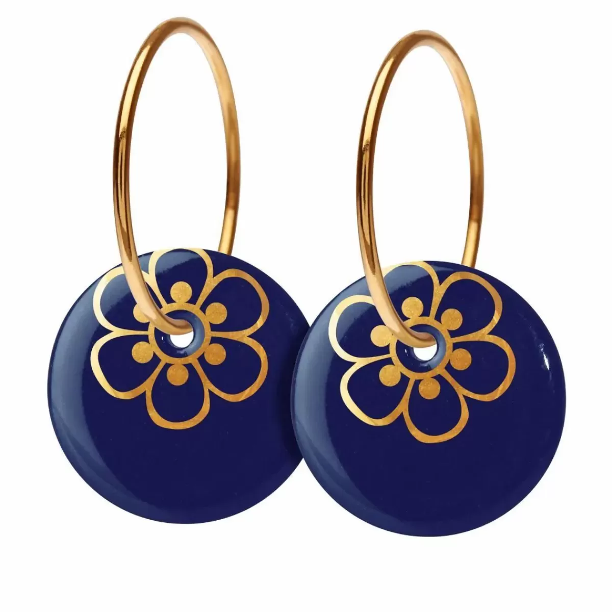 Danefæ Schmuck>Scherning Flora Oreringe Stor Ultramarine/Guldbelagt