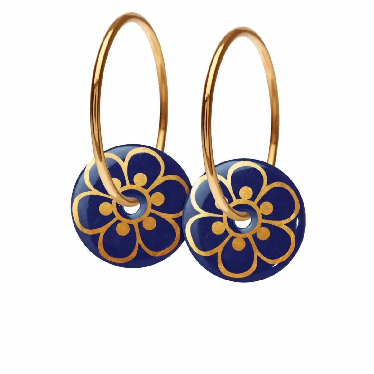 Danefæ Schmuck>Scherning Flora Oreringe Ultramarine/Guldbelagt