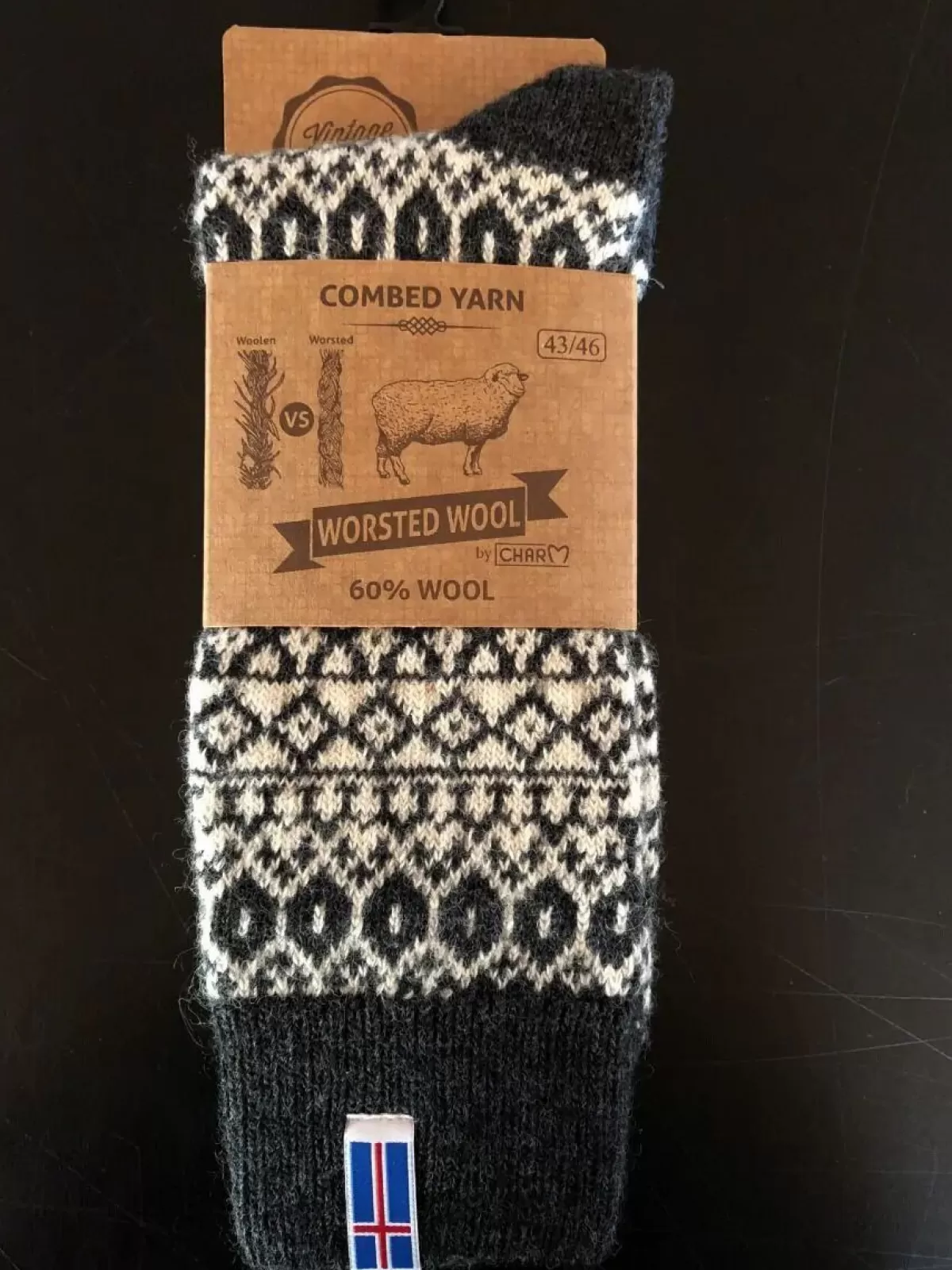 Danefæ Socken Und Strümpfe>Woolwear Ragsok M/Islandsk Flag Koks Nr.23