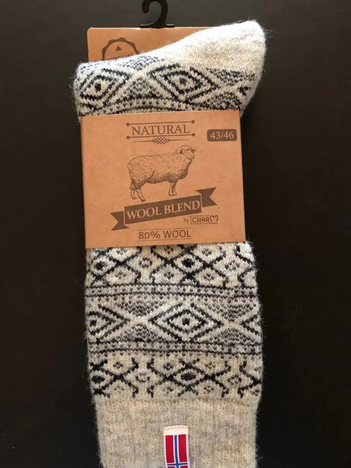 Danefæ Socken Und Strümpfe>Woolwear Ragsok M/Norsk Flag Grey/Koks Nr.10