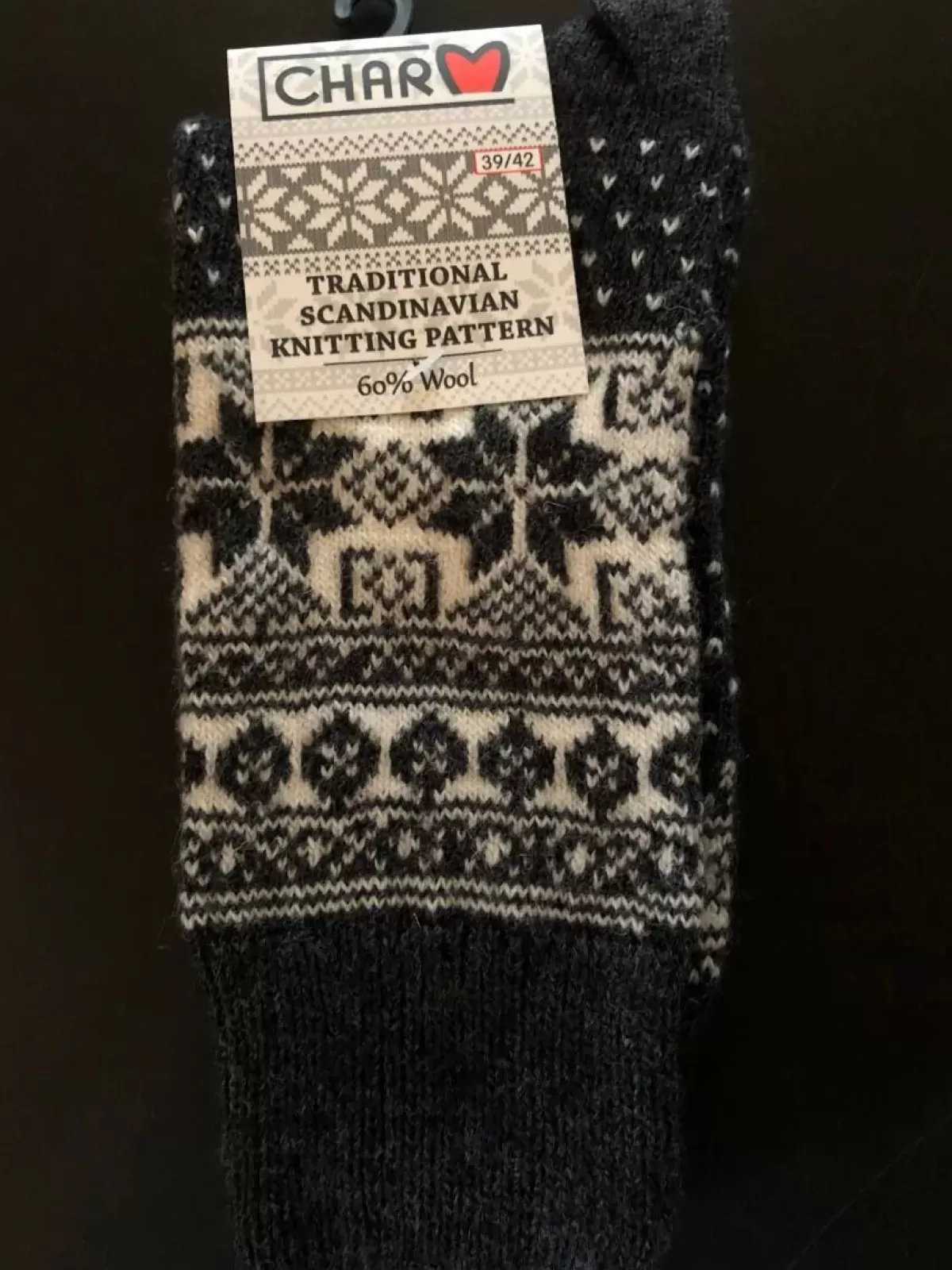 Danefæ Socken Und Strümpfe>Woolwear Uldsokker M/Snefnug Koks/White Nr.32