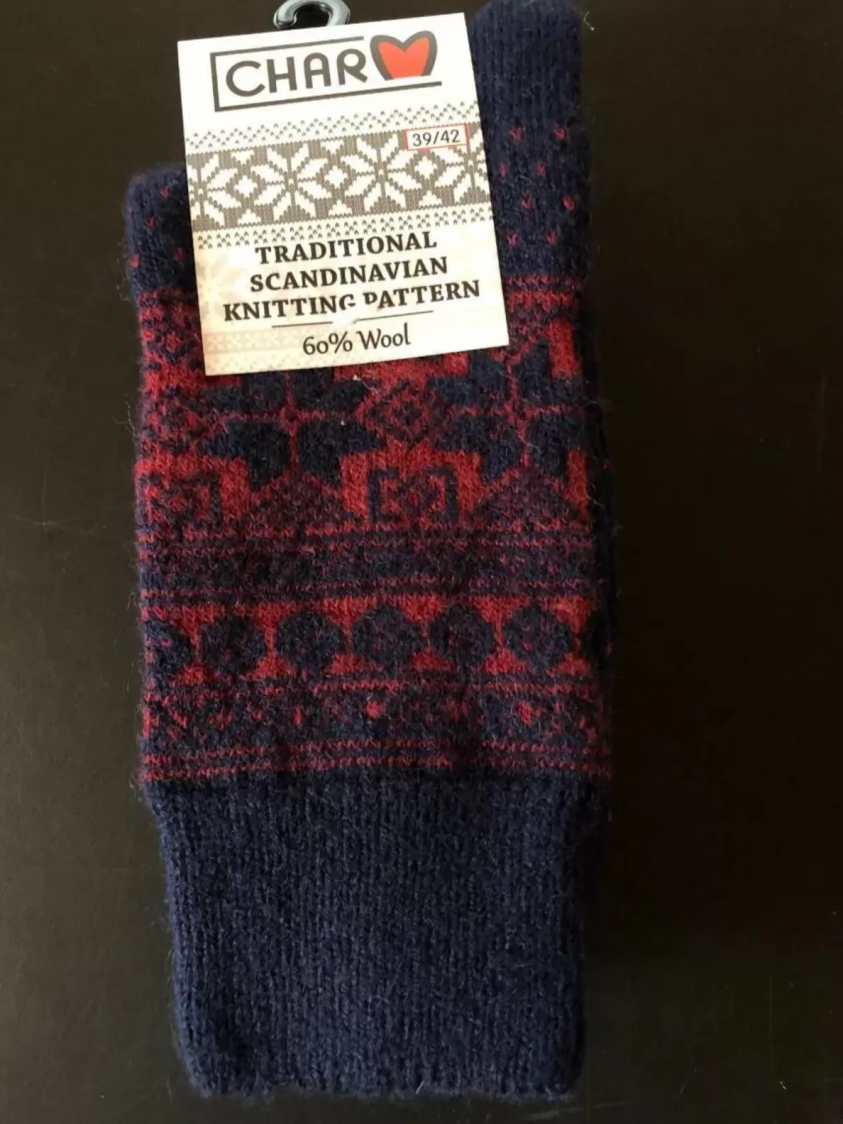 Danefæ Socken Und Strümpfe>Woolwear Uldsokker M/Snefnug Navy/Bordeaux Nr.34