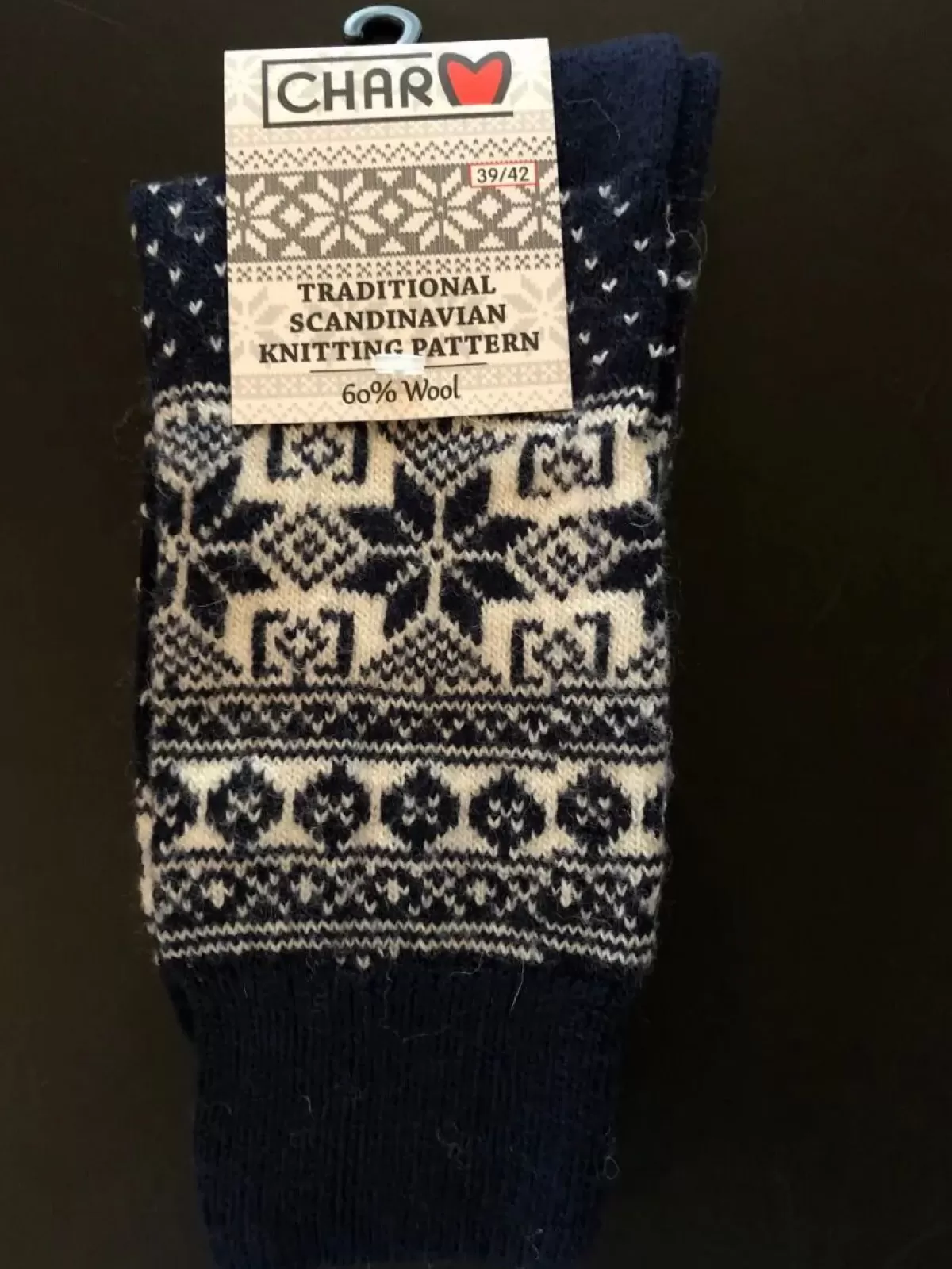 Danefæ Socken Und Strümpfe>Woolwear Uldsokker M/Snefnug Navy/White Nr.30