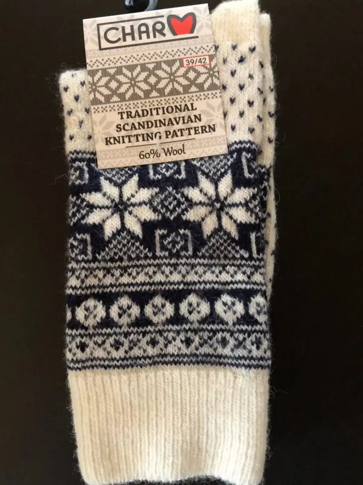 Danefæ Socken Und Strümpfe>Woolwear Uldsokker M/Snefnug White/Navy Nr.31